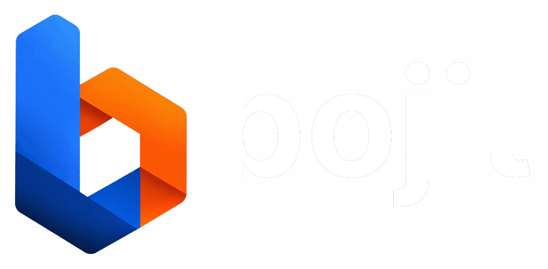 Bojit horizontal logo, dark background variant