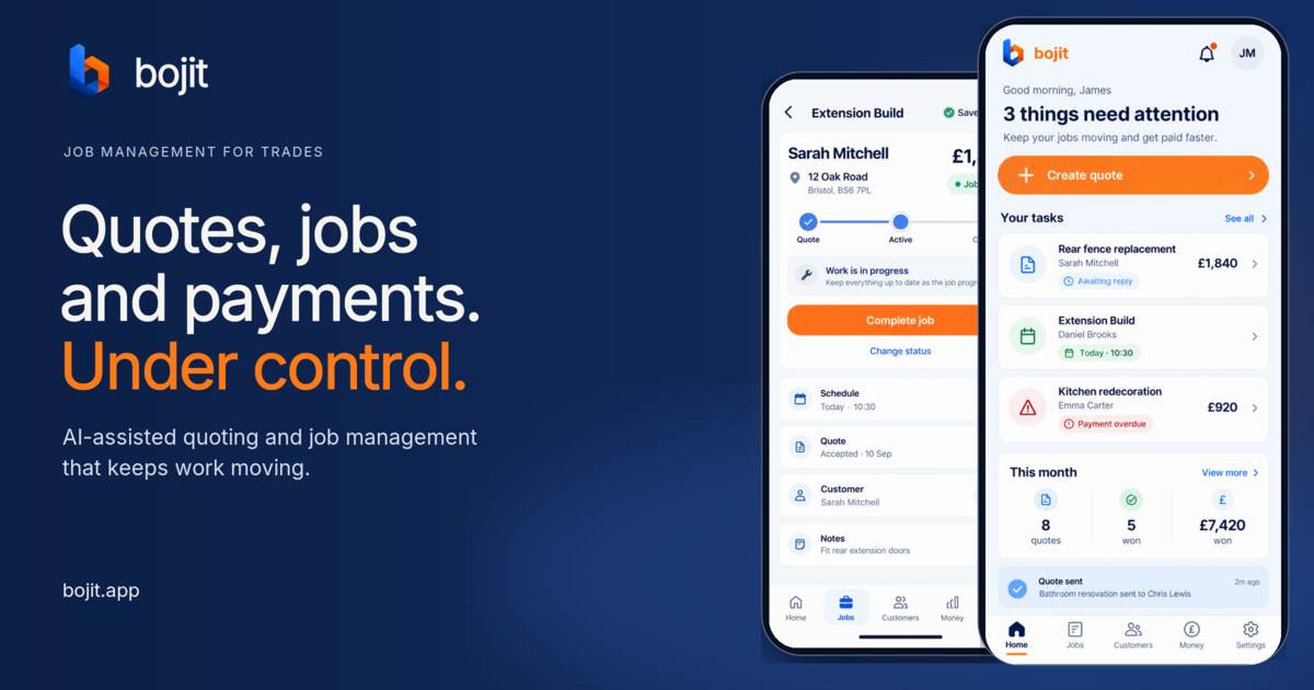 I built Bojit so tradespeople can send quotes to customers from their phone instead of spending even